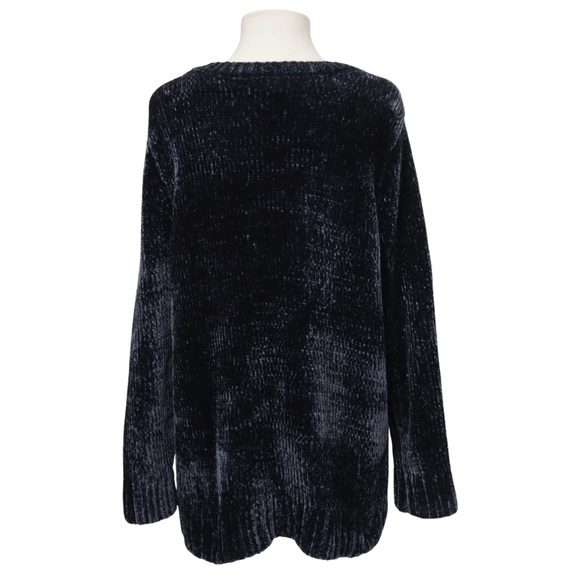 Orvis Soft Chenille Tunic Sweater Womens Size Large Blue Relaxed Fit Ribbed - Picture 4 of 11